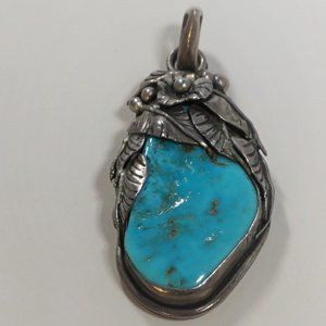 XL Morenci Turquoise & Sterling Silver 925 Pendant
